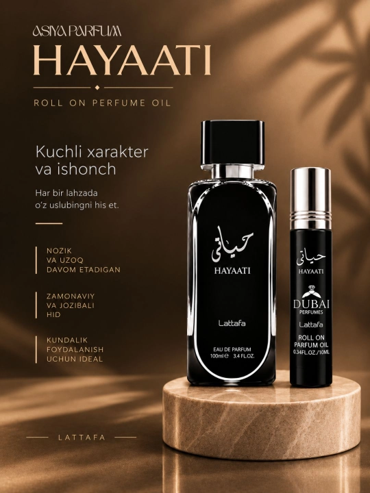 Hayaati — мужские масляные духи, харизматичный и незабываемый аромат, в подарок, 10 мл - 