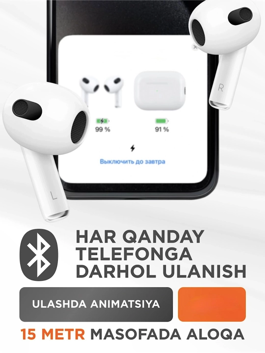 Simsiz quloqchin 3-avlod animatsiyali bluetooth naushnik barcha turdagi smartfonlar uchun