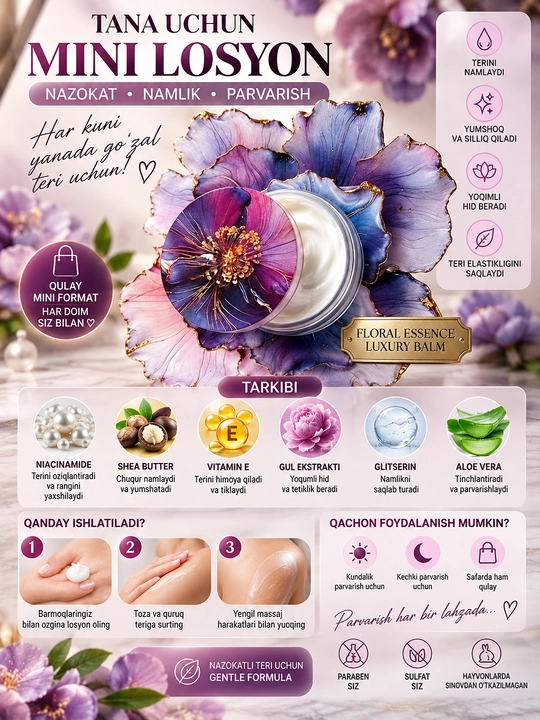 Tana uchun lasyon. USA da ishlab chiqarilgan Viktoriya secret mini lasyonlari - 