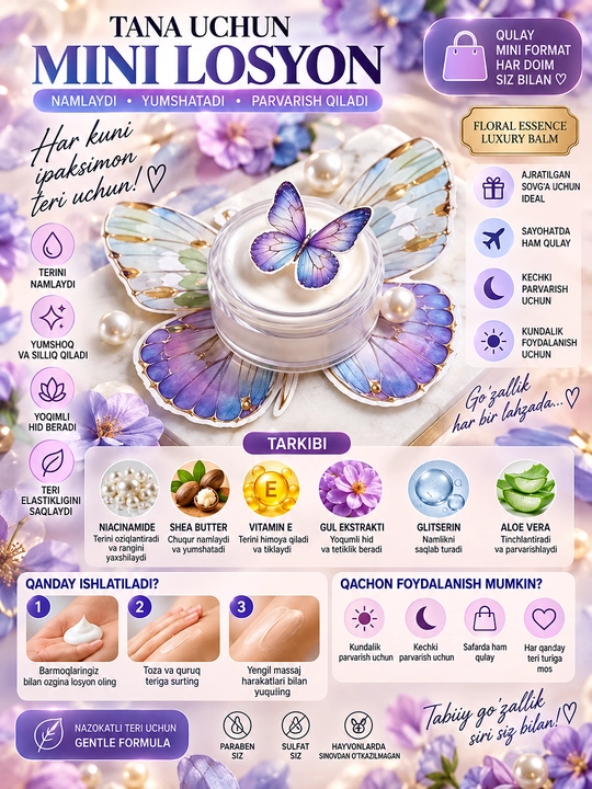 Tana uchun lasyon. USA da ishlab chiqarilgan Viktoriya secret mini lasyonlari - 
