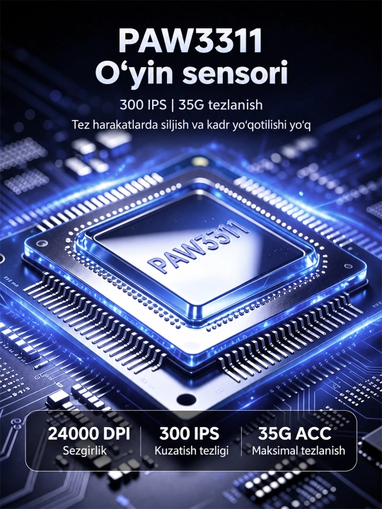Игровая мышь AJAZZ NJ08 V2 беспроводная 2.4G, Bluetooth, проводная, 24000 DPI, RGB, 300мАч
