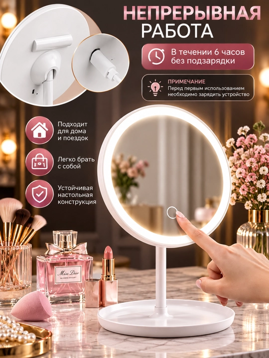 LED chiroqli pardoz oynasi — kosmetika va makiyaj uchun