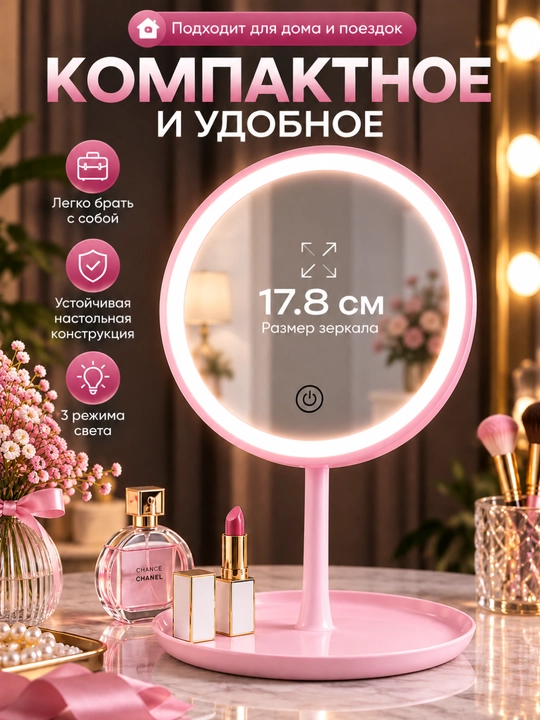 LED chiroqli pardoz oynasi — kosmetika va makiyaj uchun