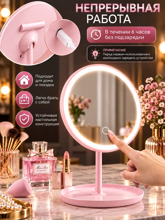 LED chiroqli pardoz oynasi — kosmetika va makiyaj uchun