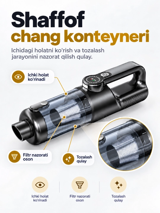 Mashina changyutgichi, simsiz va kuchli, puflagich funksiyali avtomobil aksessuari