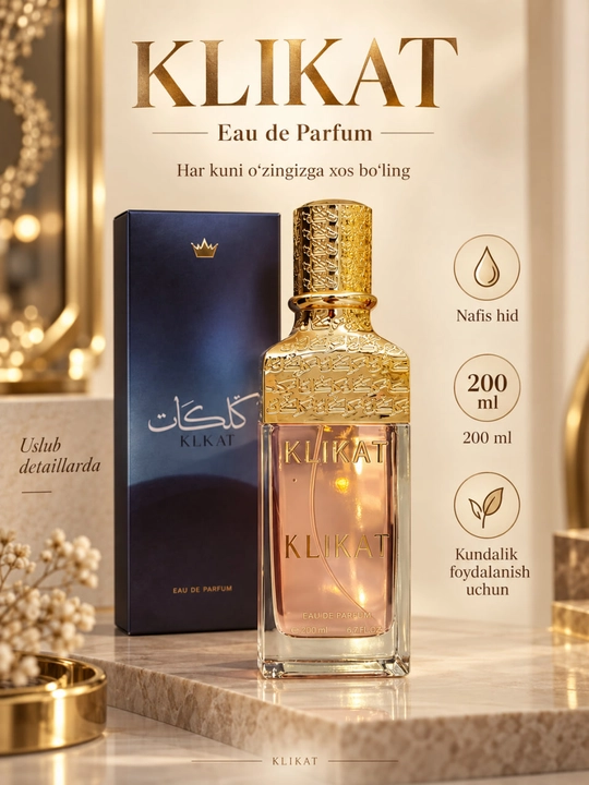 Erkaklar uchun parfyum suvi KLIKAT Eau de Parfum, 200 ml - 