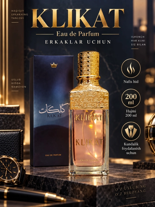 Парфюмерная вода для мужчин KLIKAT Eau de Parfum, 200 ml