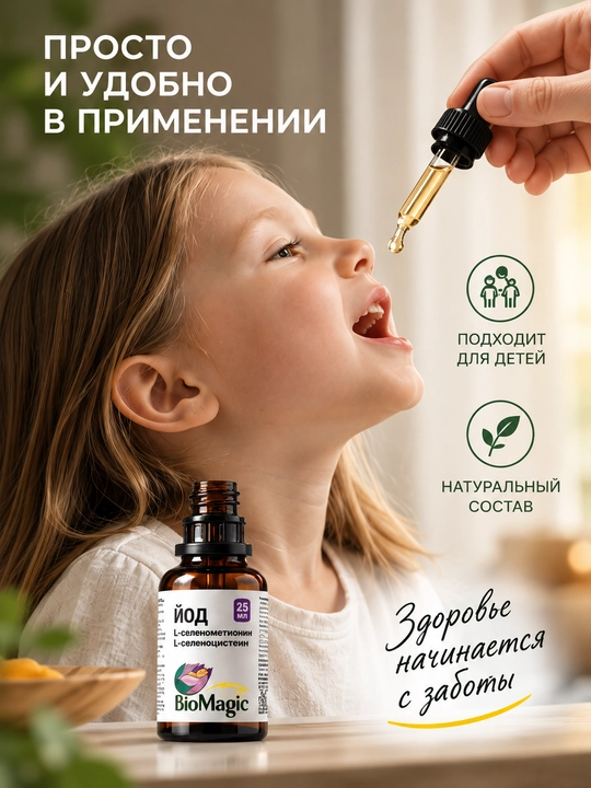 BioMagic Yod-selen, organik yod va selen tomchilari, 25 ml