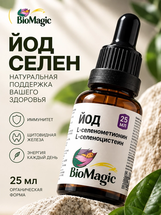 BioMagic Yod-selen, organik yod va selen tomchilari, 25 ml - 