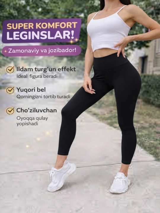 Sport va kundalik kiyish uchun ayollar legginslari, fitnes loslari, baland o‘rindiqli