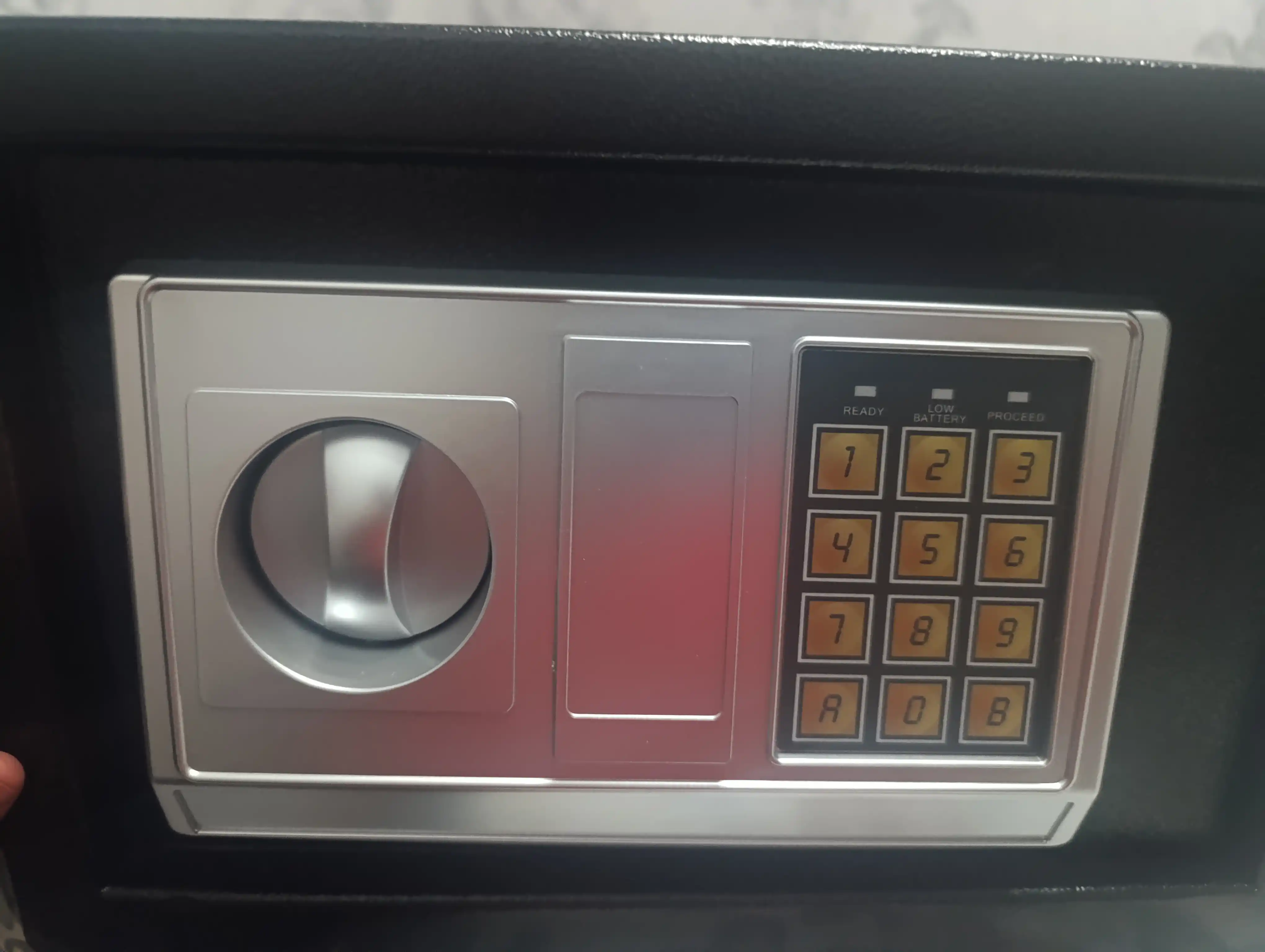 Elektron kod va kalitli seyf, 31 × 20 × 20 sm, metall, uy va ofis uchun