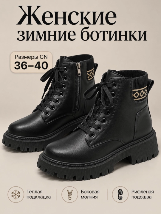 Женские зимние сапоги с мехом , ботинки, маломерят - 