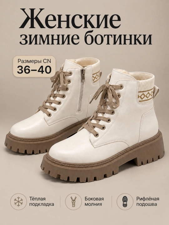 Женские зимние сапоги с мехом , ботинки, маломерят - 