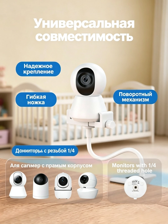 Гибкое крепление для камеры малыша, зажим без винтов для кроватки