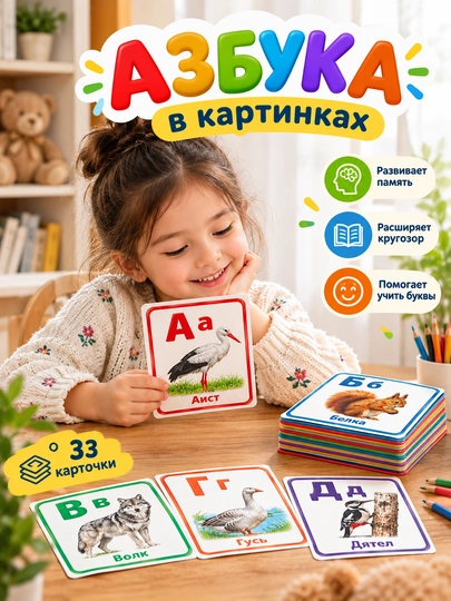 Bolalar uchun alifbo — o‘rgatuvchi kartochkalar - 