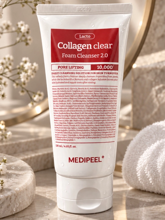 Cleanser 2.0 MEDIPEEL Lacto Collagen Clear Foam — kollagenli yuz yuvish ko‘pigi, 120 ml