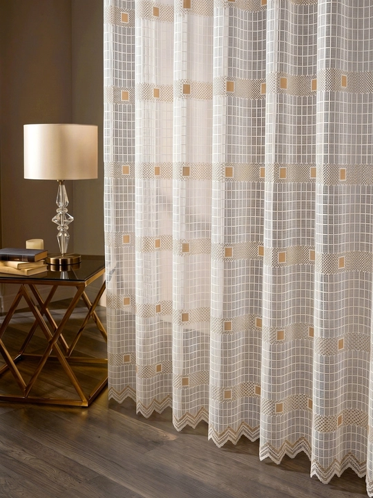Geometrik Dizaynli Premium Tyul Parda, 300×290 sm