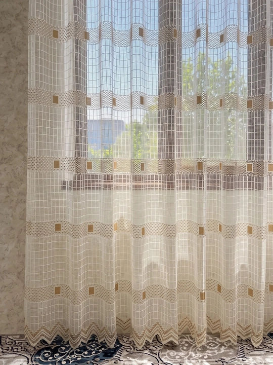Geometrik Dizaynli Premium Tyul Parda, 300×290 sm
