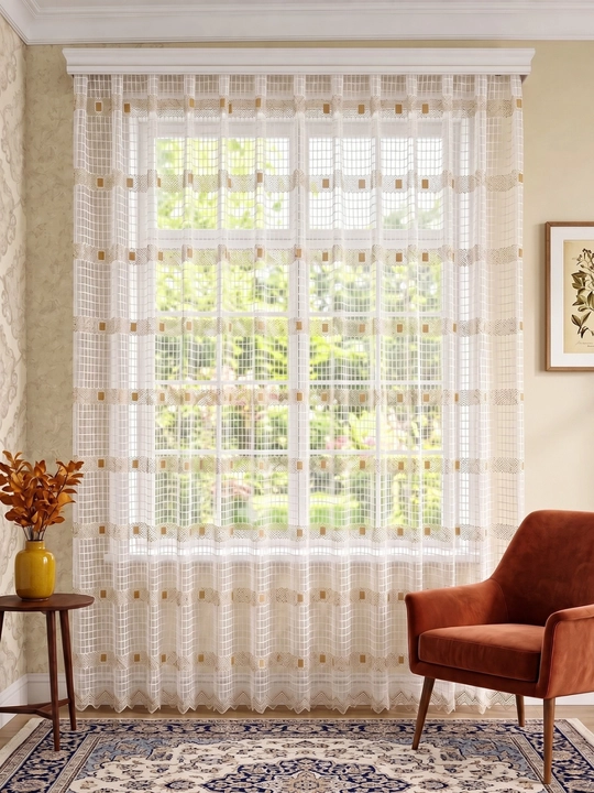 Geometrik Dizaynli Premium Tyul Parda, 300×290 sm