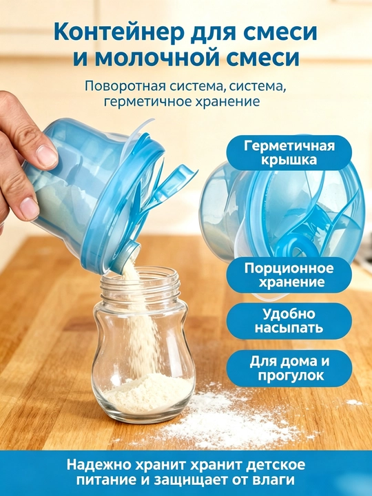 Вращающийся контейнер для смеси, герметичный, удобен в дороге - 