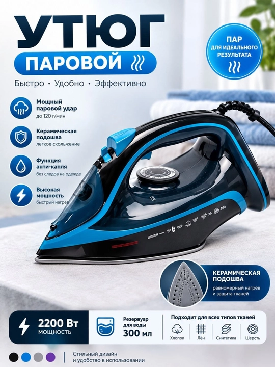 Паровой утюг для одежды, электрический утюг для дома с подачей пара