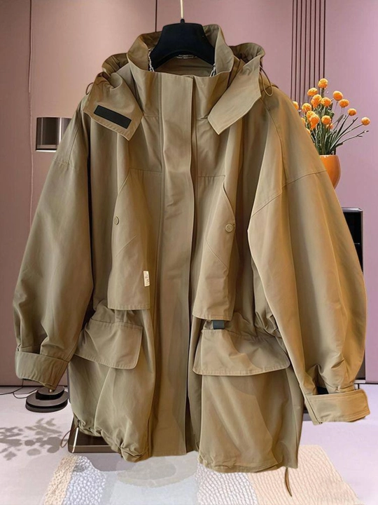 Ayollar vetrovkasi, kapyushonli kurtka, trench oversize, M–4XL — ELLY FASHION - 