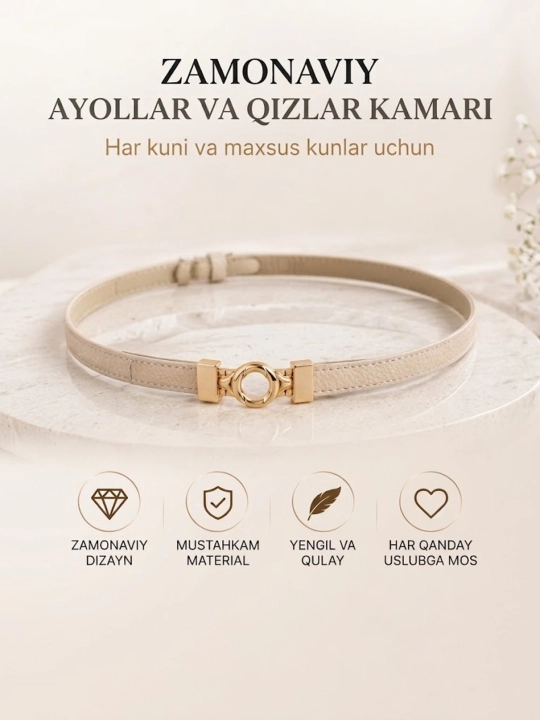 Ayollar va qizlar uchun zamonaviy va bejirim kamarlar - 
