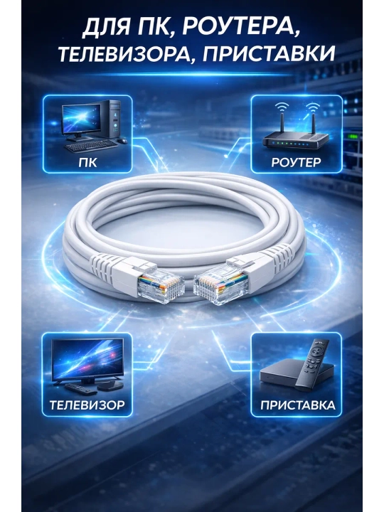 RJ 45 tarmoq kabeli/patchkord CAT-6E - 