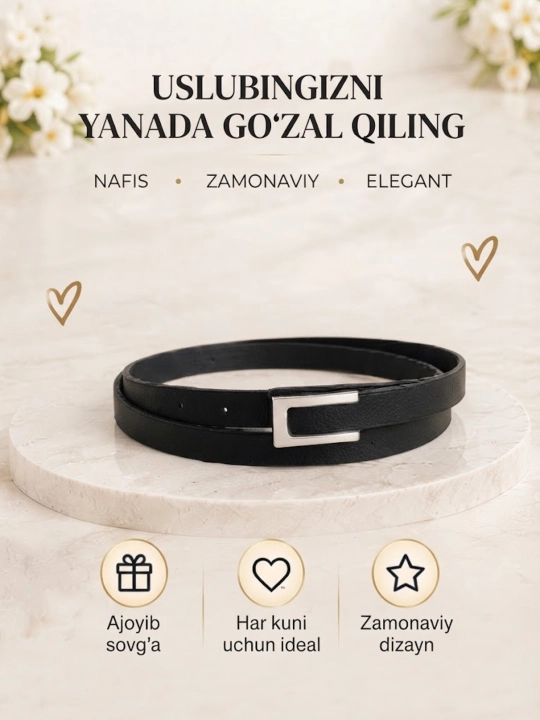 Ayollar va qizlar uchun zamonaviy va bejirim kamarlar