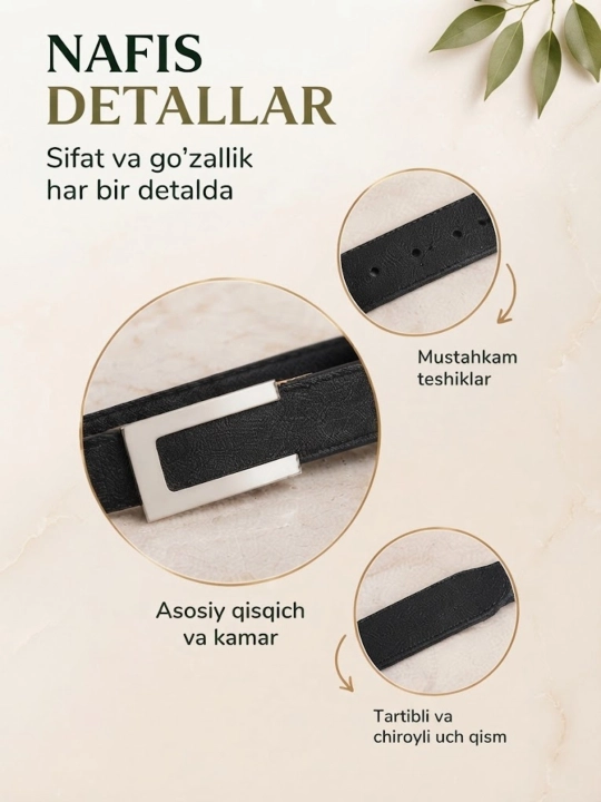 Ayollar va qizlar uchun zamonaviy va bejirim kamarlar