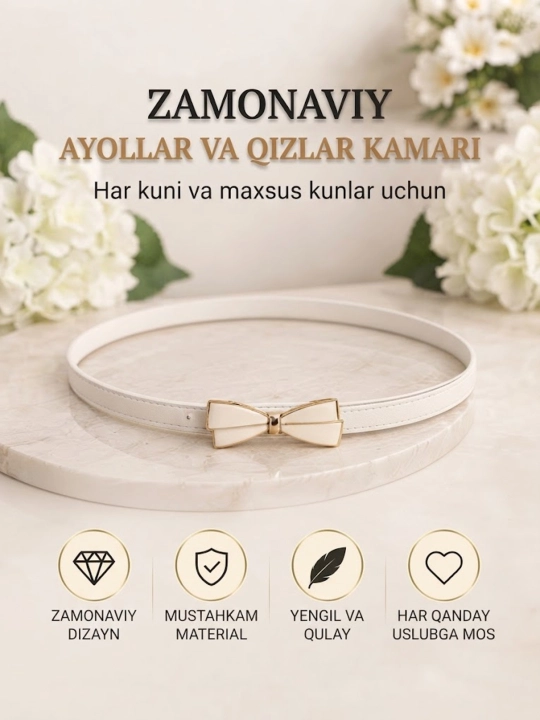 Ayollar va qizlar uchun zamonaviy va bejirim kamarlar - 