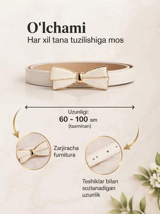 Ayollar va qizlar uchun zamonaviy va bejirim kamarlar