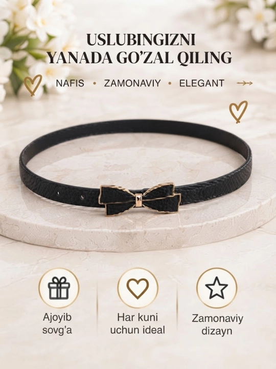 Ayollar va qizlar uchun zamonaviy va bejirim kamarlar