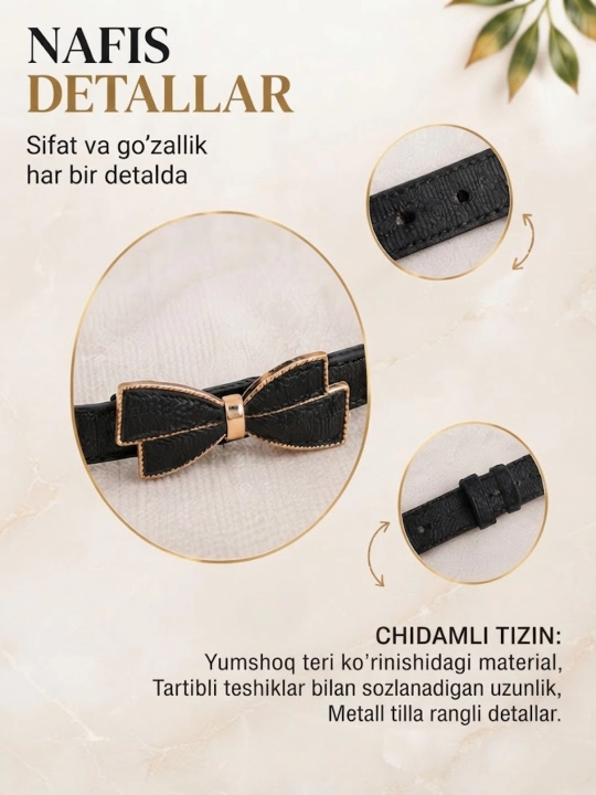 Ayollar va qizlar uchun zamonaviy va bejirim kamarlar