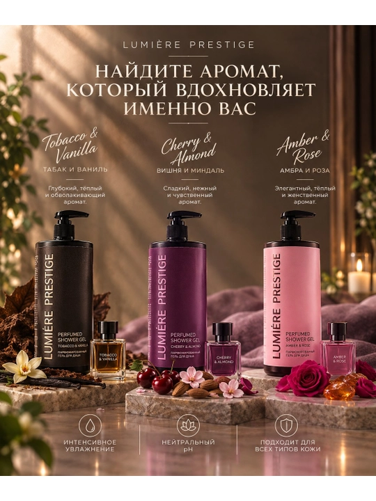 Парфюмированный гель для душа Lumière Prestige, 1000 мл