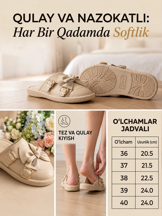 Ayollar shippaklari, аyollar uy shippaklari kuz va qish uchun, 36-40 o'lchamda