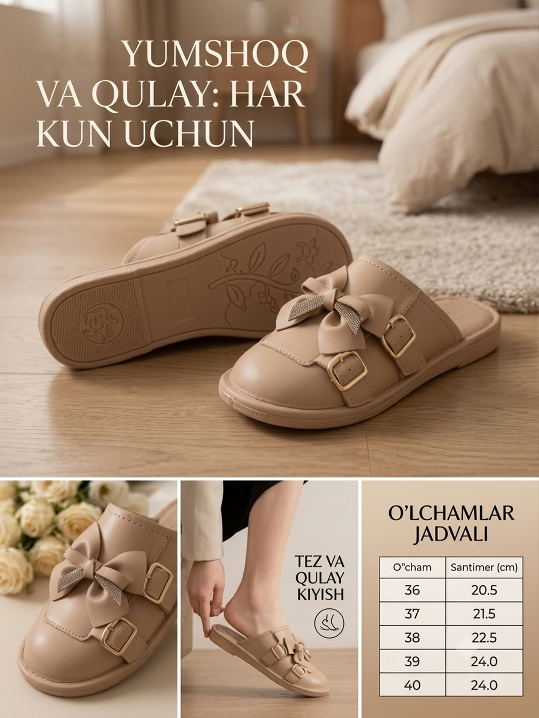 Ayollar shippaklari, аyollar uy shippaklari kuz va qish uchun, 36-40 o'lchamda