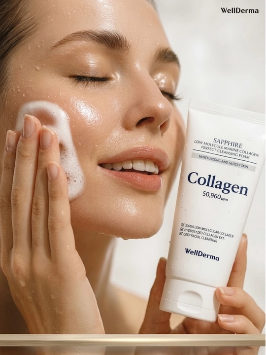 Пенка для умывания лица WellDerma Sapphire с морским коллагеном, увлажняющая, 150 мл