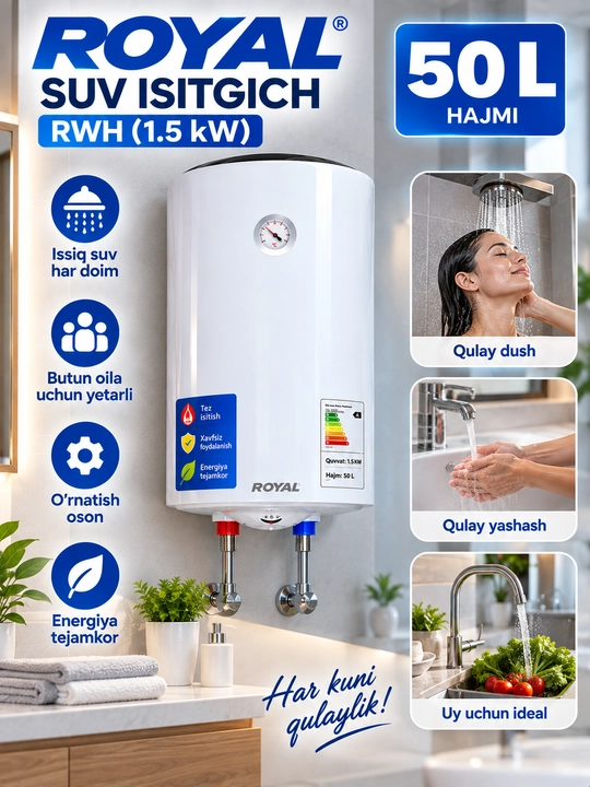 Водонагреватель ROYAL RWH 50 л (1,5 кВт) 