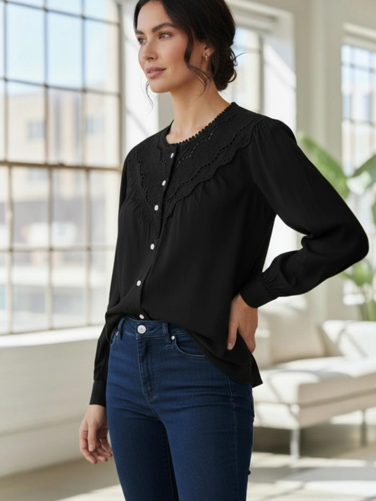 Rubashka ayollar, erkin bichimli bluzka, paxta 100% — ELLY FASHION