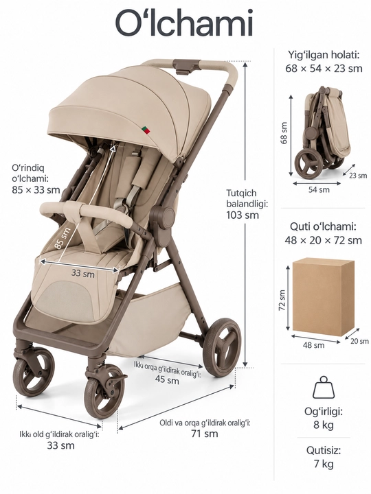 KIDILO B6  Детская коляска, перекидная ручка, регулируемая спинка, складная