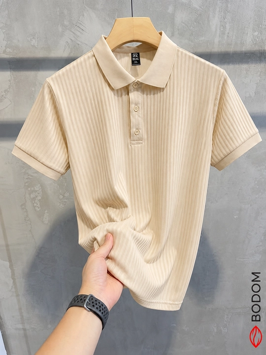 Erkaklar polo futbolkasi, qisqa yengli, ribana matoli, polyester, kundalik - 