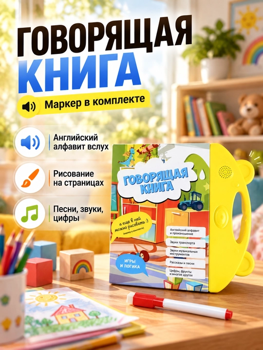 Говорящая книга, Говорящая азбука, Развивающая книга, Английский - 
