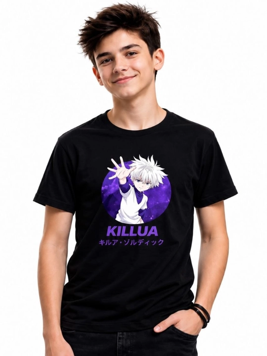 Футболка с ярким принтом аниме Killua, оверсайз