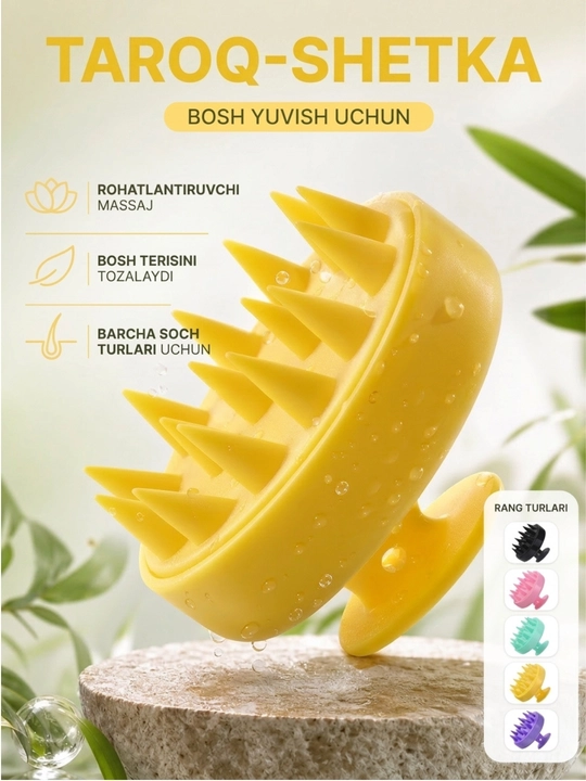 Massaj cho‘tkasi, sochlarni yuvish uchun taroq, bosh va tana terisi uchun taroq