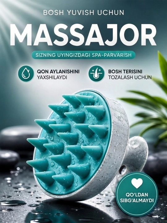 Massaj cho‘tkasi, sochlarni yuvish uchun taroq, bosh va tana terisi uchun taroq