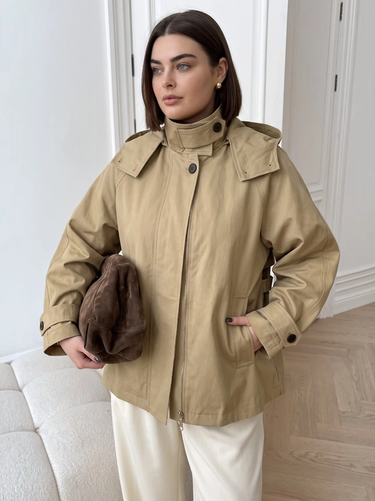 Ayollar vetrovkasi, kapyushonli kurtka, trench oversize, M–4XL — ELLY FASHION