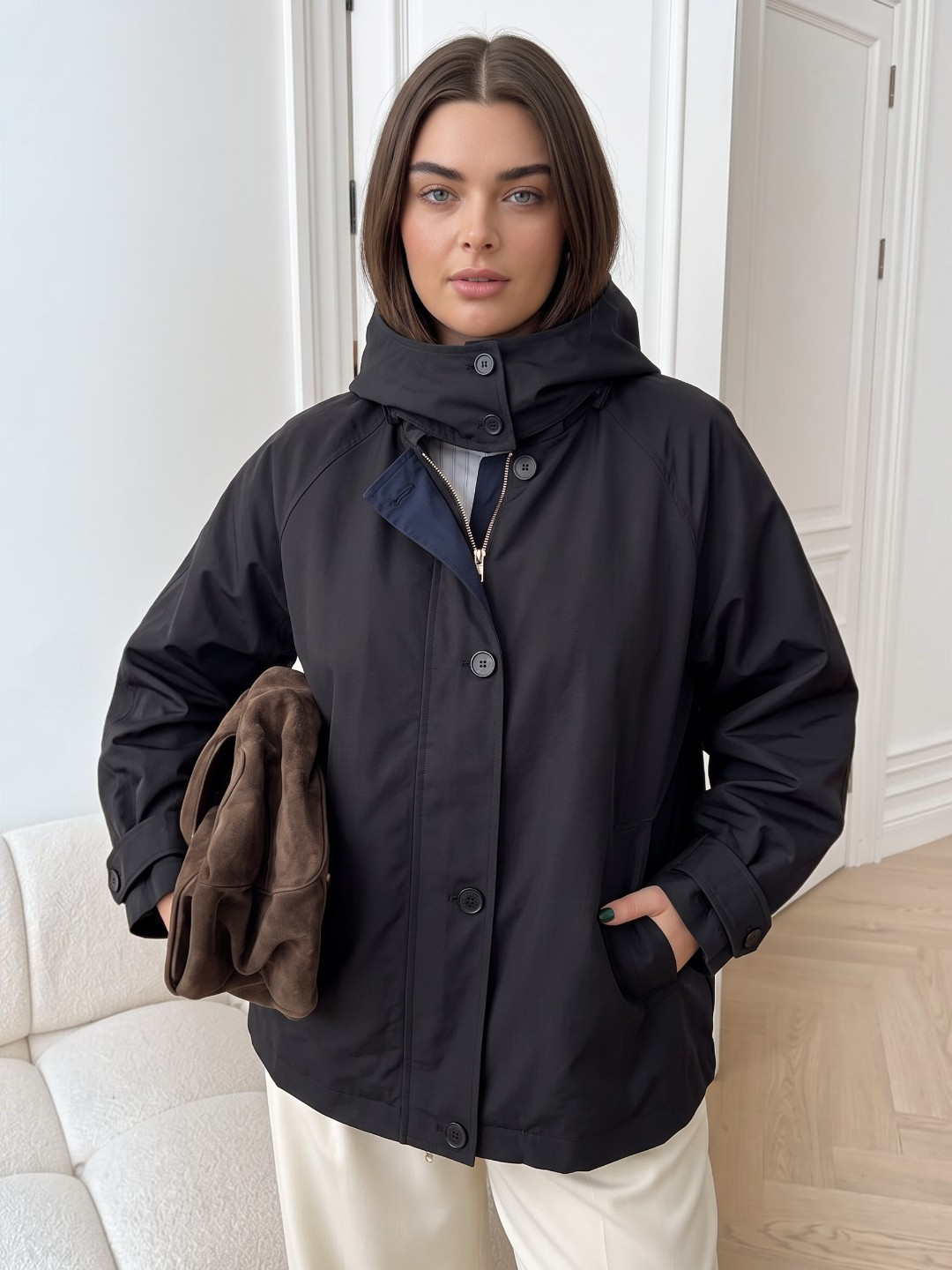 Ayollar vetrovkasi, kapyushonli kurtka, trench oversize, M–4XL — ELLY FASHION