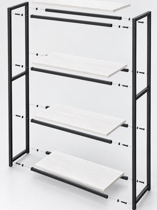 Zamonaviy minimalistik 4 tokchali stellaj, 90 × 30 × 175–176 sm