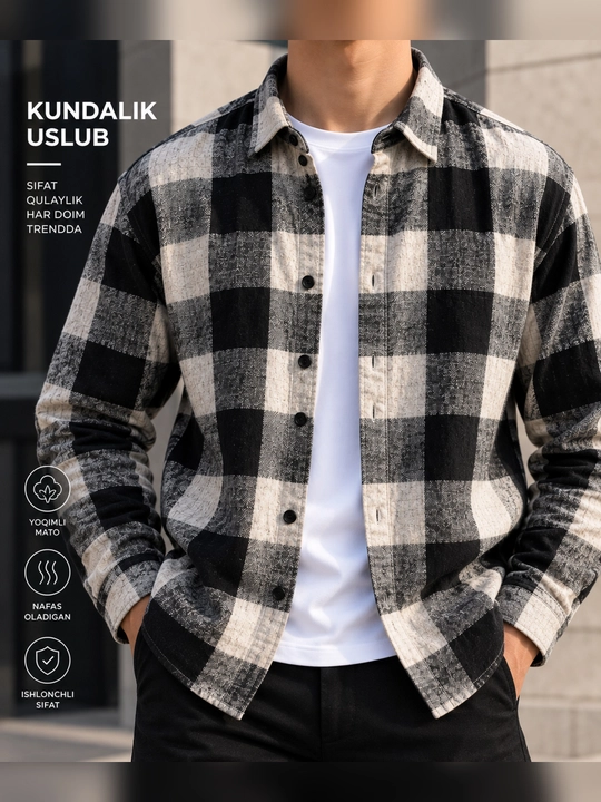 ONLY SHIRTS Kuzgi erkaklar katakli ko‘ylaklari - 